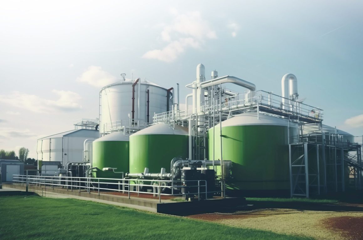 A photo of a biogas plant converting waste into renewable energy